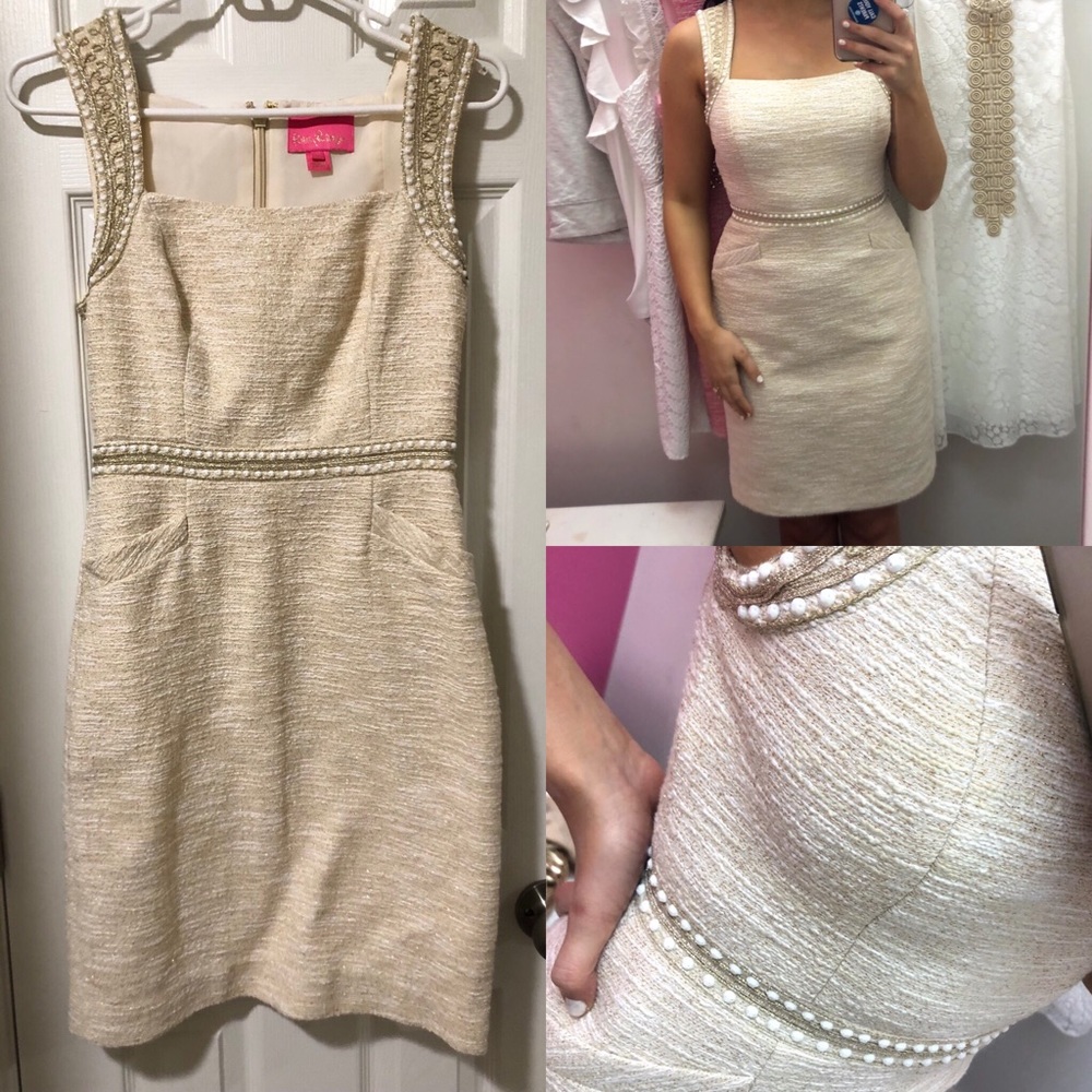 Dana Shift Dress Gold Lilly Pulitzer